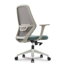 Nautilus Designs Orbit high back mesh office chair with two-tone design, showing the back and side view.