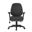 Nautilus Designs Harrison high back molded foam operator chair with adjustable back and arms, shown from the front view.