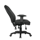 Nautilus Designs Harrison high back moulded foam operator chair with adjustable back and armrests, shown from side view.