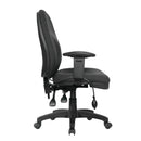 Nautilus Designs Harrison high back molded foam operator chair with adjustable back and armrests, shown from side view.