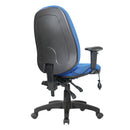 Nautilus Designs Harrison high back operator chair with molded foam, adjustable back and armrests, shown from the backside.