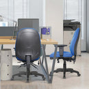 Nautilus Designs Harrison high back moulded foam operator chair with adjustable back and armrests, shown in black.