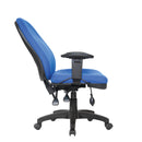 Nautilus Designs Harrison high back molded foam operator chair with adjustable back and arms, shown from side view.