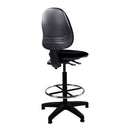 Nautilus Designs Java 200 Medium Back Draughtsman Chair with twin lever adjustment, view of the back and side features.