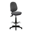 Nautilus Designs Java 200 Medium Back Draughtsman Chair with twin lever adjustment, gray fabric upholstery, and ergonomic design.