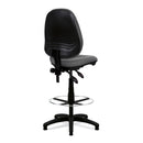 Nautilus Designs Java 200 Medium Back Draughtsman Chair with twin lever adjustment, gray fabric upholstery, side view