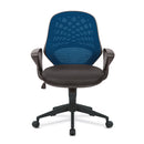 Lattice mesh back operator chair with black nylon base by Nautilus Designs, front view showing ergonomic design and adjustable features.