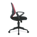 Nautilus Designs lattice mesh back operator chair with fluted black nylon base, shown from side view.