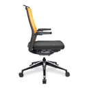 Libra high back fabric managers chair by Nautilus Designs, showing ergonomic design and black fabric upholstery from the side.