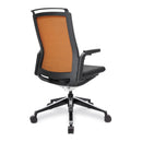 Nautilus Designs Libra high back fabric managers chair viewed from the side, featuring ergonomic design and padded armrests.