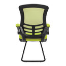 Nautilus Designs Luna medium back mesh cantilever chair with folding arms, ergonomic office seating with breathable mesh back.