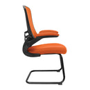 Nautilus Designs Luna medium back mesh cantilever chair with folding arms, black frame and ergonomic design for office use