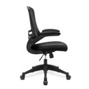 Nautilus Designs Luna Designer medium back mesh office chair with folding arms and black frame, ergonomic seating for workspace comfort.