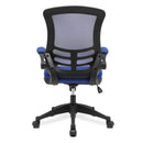 Nautilus Designs Luna Designer medium back mesh office chair with folding arms, black fabric and ergonomic support.