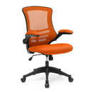 Nautilus Designs Luna Designer Medium Back Mesh Chair with folding arms, black frame, and ergonomic mesh seating.