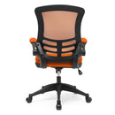 Nautilus Designs Luna Designer Medium Back Mesh Chair with folding arms, black mesh seat and ergonomic support.