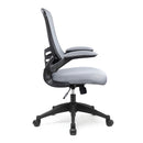 Gray Luna Designer Medium Back Mesh Chair by Nautilus Designs with folding arms, featuring ergonomic mesh back and modern style.