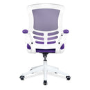 Nautilus Designs Luna medium back mesh chair with white shell and folding arms, ergonomic office chair for comfortable seating.