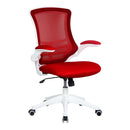 Nautilus Designs Luna Medium Back Mesh Office Chair with white shell and folding arms, ergonomic and stylish workspace seating