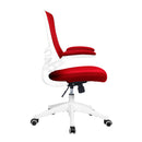Nautilus Designs Luna medium back mesh office chair with white shell and folding arms, ergonomic seating for workspace comfort.