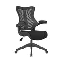 Nautilus Designs Mercury 2 executive mesh chair with medium back, airflow fabric seat and adjustable armrests, black color.