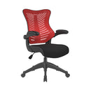 Nautilus Designs Mercury 2 executive mesh office chair with medium back and airflow fabric seat, black and red color scheme.