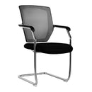 Nautilus Designs Nexus medium back two-tone mesh visitor chair with black and gray upholstery and ergonomic design.