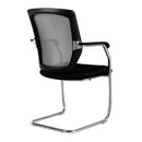 Nautilus Designs Nexus medium back two-tone designer mesh visitor chair, side view showing black and gray upholstery.
