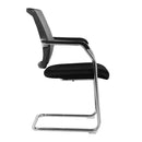 Nautilus Designs Nexus Medium Back Two Tone Mesh Visitor Chair with black and gray upholstery, side view.