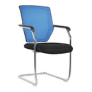 Nautilus Designs Nexus medium back two-tone designer mesh visitor chair with black and blue upholstery.