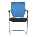 Nautilus Designs Nexus medium back two-tone mesh visitor chair with armrests, front view showcasing modern office seating design.