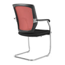 Nautilus Designs Nexus medium back two-tone mesh visitor chair with red and black fabric, side view showing ergonomic design