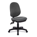 Nautilus Designs Java 200 Medium Back Operator Chair with twin lever adjustment, gray fabric upholstery and ergonomic design.