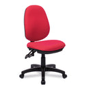 Nautilus Designs Java 200 Medium Back Operator Chair with twin lever, featuring red fabric upholstery and ergonomic design.