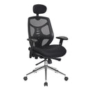 Black Polaris High Back Mesh Executive Office Chair by Nautilus Designs with adjustable headrest and chrome base.