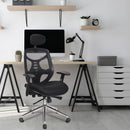 Nautilus Designs Polaris high back mesh executive chair with adjustable headrest and chrome base in a modern office setting
