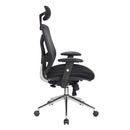 Side view of Nautilus Designs Polaris high back mesh executive chair with adjustable headrest and chrome base.