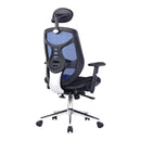 Side view of Nautilus Designs Polaris high back mesh executive chair with adjustable headrest and chrome base.