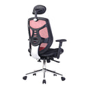 Side view of Nautilus Designs Polaris high back mesh executive chair with adjustable headrest and chrome base.