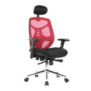 Nautilus Designs Polaris high back mesh executive chair with adjustable headrest and chrome base, featuring ergonomic design.