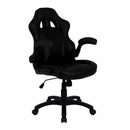 Black Predator Executive ergonomic gaming-style office chair with folding arms, designed by Nautilus Designs, shown from front and side angles.
