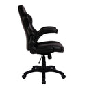 Nautilus Designs Predator Executive ergonomic gaming-style office chair with folding arms, black color, side view.