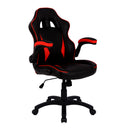Front and side view of Nautilus Designs Predator Executive ergonomic gaming style office chair with black and red folding arms.