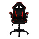 Nautilus Designs Predator Executive ergonomic gaming-style office chair with folding arms, black and red upholstery, front view