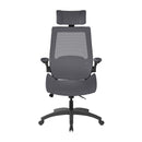 Nautilus Designs Resolute high back mesh office chair with ergonomic design and high weight capacity, front view in gray color.