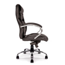 Side view of Nautilus Designs Sandown high back executive chair with luxurious leather face and ergonomic design.
