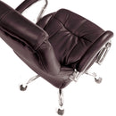 Luxurious leather-faced Sandown high back executive chair by Nautilus Designs with ergonomic design and polished metal accents.