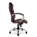 Nautilus Designs Sandown high back leather executive chair with luxurious leather face and ergonomic design, shown from side angle.