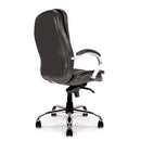 Side view of Nautilus Designs Santiago high-back executive chair with Italian leather facing and ergonomic design.