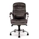 Nautilus Designs Santiago high back executive chair with Italian leather face and ergonomic design, shown from the front.